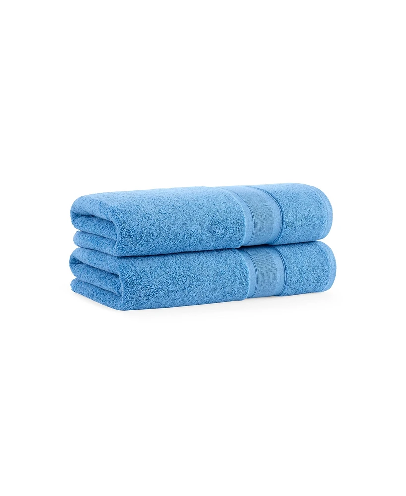 Aegean Eco-Friendly Recycled Turkish Bath Towels (2 Pack), 30x60, 600 Gsm, Solid Color with Weft Woven Stripe Dobby, 50% Recycled, Long-Staple Rin