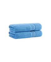 Aegean Eco-Friendly Recycled Turkish Bath Towels (2 Pack), 30x60, 600 Gsm, Solid Color with Weft Woven Stripe Dobby, 50% Recycled, Long-Staple Rin