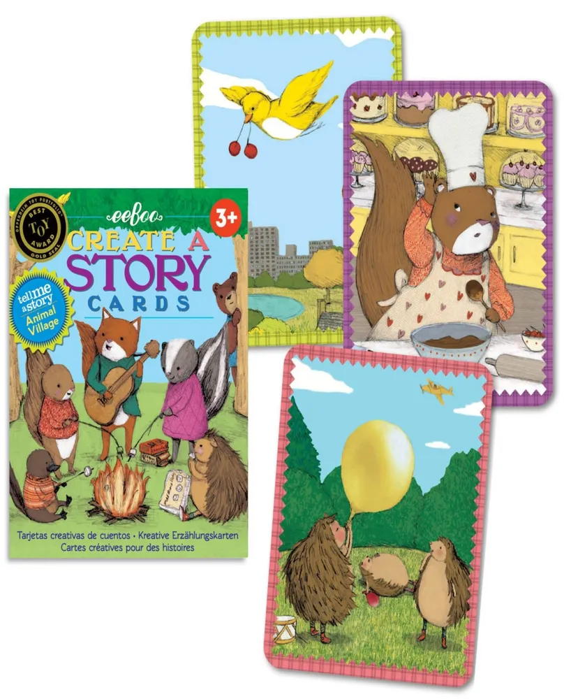 Eeboo Animal Village Create a Story Pre-Literacy Cards Set, 36 Cards