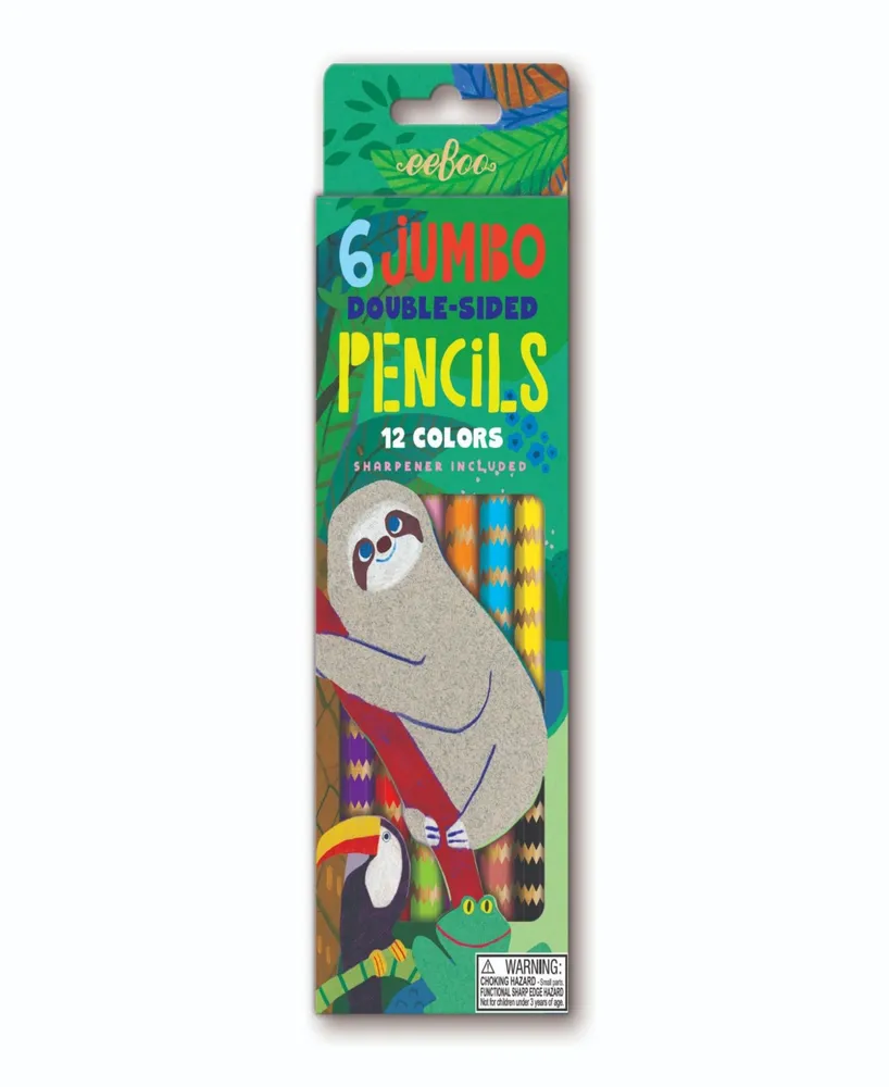 Eeboo Sloth Jumbo Double-Sided Color Pencils, Set of 7