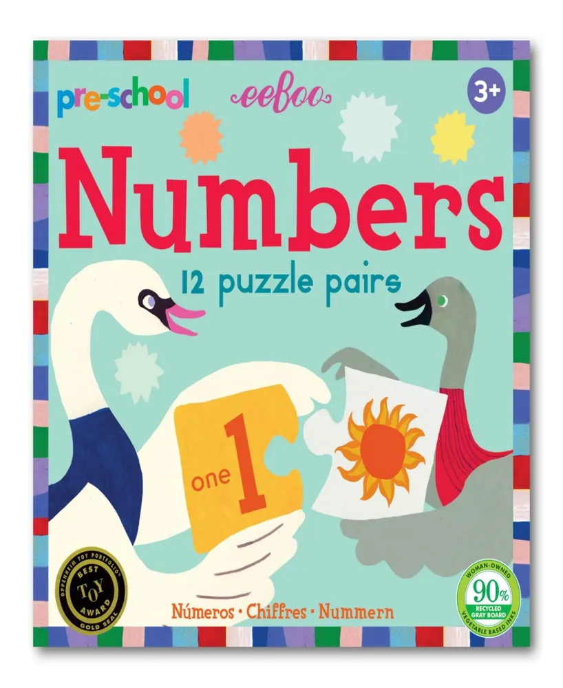 Eeboo 24 Piece Love Preschool Numbers Puzzle Pairs