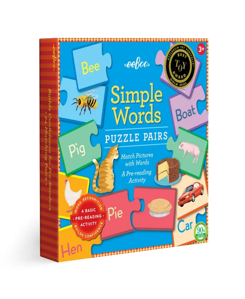 Eeboo Simple Word Puzzle Pairs 48 Piece Set