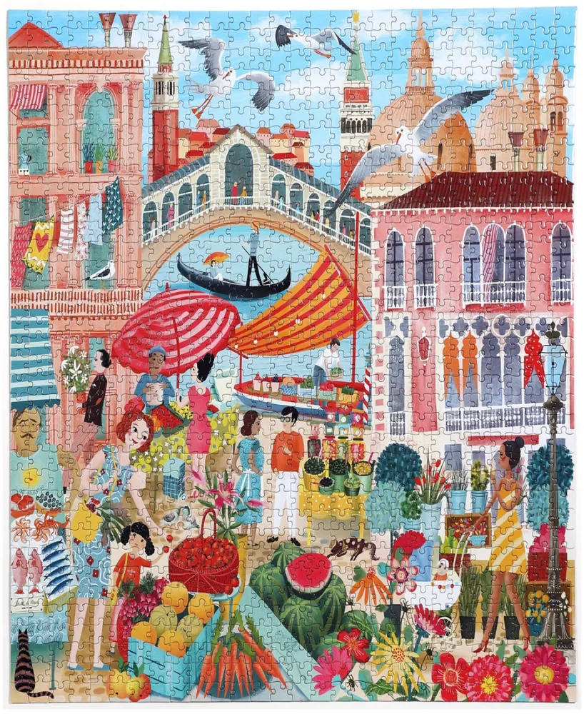 Eeboo Piece and Love Venice Open Market 1000 Piece Square Adult Jigsaw Puzzle