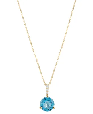 Amethyst (1-3/4-ct. tw.) & Diamond (1/20 ct. t.w.) Pendant Necklace 14k Gold, 16" + 2" extender (Also Citrine Swiss Blue Topaz)