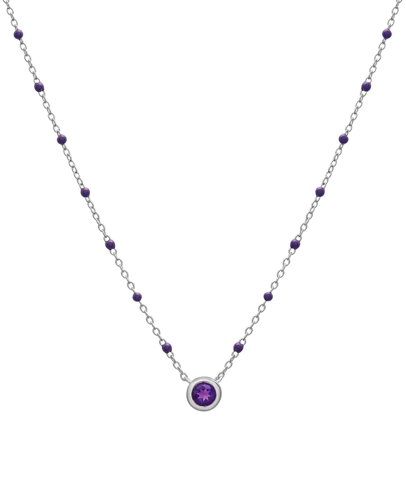 Birthstone Gemstone Necklace in Sterling Silver, 16" + 2" extender