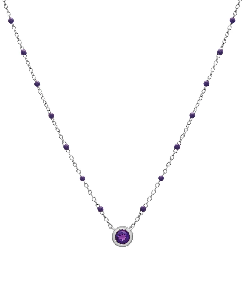 Birthstone Gemstone Necklace Sterling Silver, 16" + 2" extender