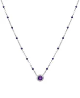 Birthstone Gemstone Necklace Sterling Silver, 16" + 2" extender