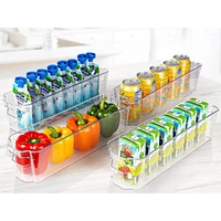 Zulay Kitchen 4 Pack Clear Refrigerator Organizer Bins - Narrow Fridge Organizers and Storage Clear
