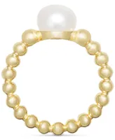 Cultured Freshwater Pearl (8 1/4 x 8 1/2 mm) Beaded Ring in 14k Gold-Plated Sterling Silver