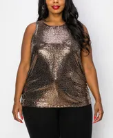 Coin 1804 Plus Sequin Side Ruched Tank Top