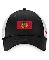 Men's Fanatics Black, White Chicago Blackhawks Authentic Pro Rink Trucker Snapback Hat