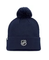 Women's Fanatics Navy Nashville Predators Authentic Pro Road Cuffed Knit Hat with Pom