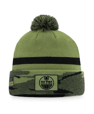 Men's Fanatics Camo Edmonton Oilers Military-Inspired Appreciation Cuffed Knit Hat with Pom