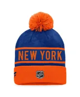 Men's Fanatics Blue, Orange New York Islanders Authentic Pro Alternate Logo Cuffed Knit Hat with Pom