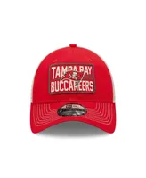 Men's New Era Red and Natural Tampa Bay Buccaneers Devoted Trucker 9TWENTY Snapback Hat