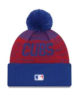 Men's New Era Royal Chicago Cubs Authentic Collection Sport Cuffed Knit Hat with Pom