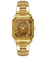 Anne Klein Women's Square Gold-Tone Alloy with Brown Plastic Bracelet Watch 38mm - Gold