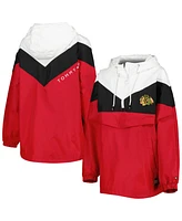 Women's Tommy Hilfiger Black, Red Chicago Blackhawks Staci Half-Zip Windbreaker Jacket