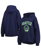 Women's Tommy Hilfiger College Navy Seattle Seahawks Becca Drop Shoulder Pullover Hoodie