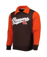 Men's Tommy Hilfiger Brown, Orange Cleveland Browns Aiden Quarter-Zip Top