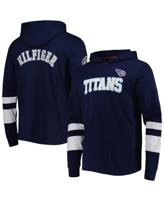 Men's Tommy Hilfiger Navy, White Tennessee Titans Alex Long Sleeve Hoodie T-shirt