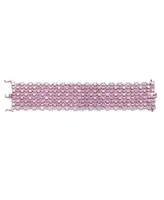 Genevive Sterling Silver 18K Rose Plated Pink Cubic Zirconia 8-Row Tennis Bracelet