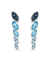 Sterling Silver Elegant Ombre Blue Topaz Marquise Bezel Set Drop Earrings Featuring Sky, Swiss and London Blues