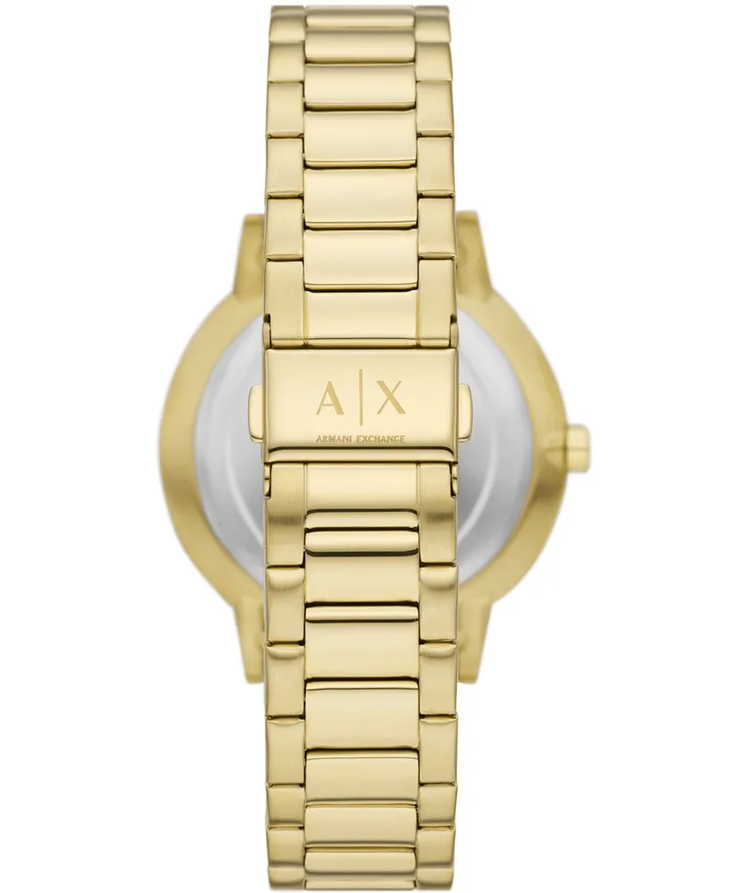 A|X Armani Exchange Men's Three-Hand Gold-Tone Stainless Steel Bracelet Watch and Bracelet Gift Set, 42mm