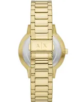 A|X Armani Exchange Men's Three-Hand Gold-Tone Stainless Steel Bracelet Watch and Bracelet Gift Set, 42mm