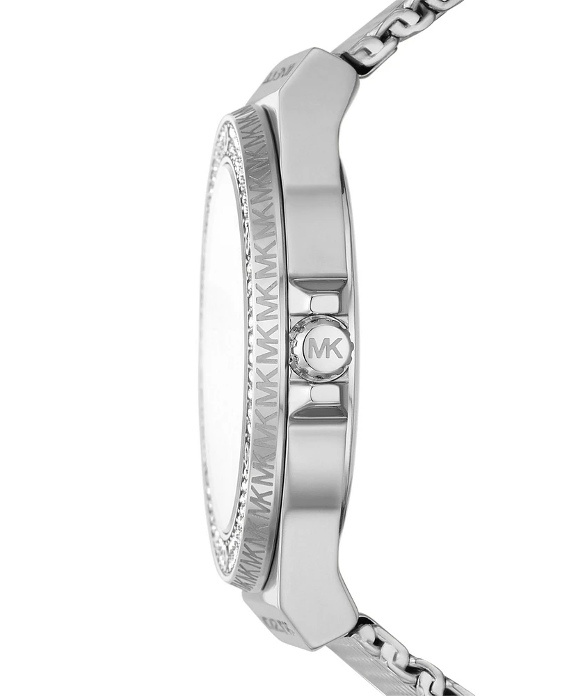 Michael Kors Women's Lennox Three-Hand Silver-Tone Stainless Steel Bracelet Mesh Watch, 37mm