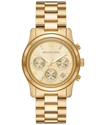 Michael Kors Women's Runway Chronograph Gold-Tone Stainless Steel Bracelet Watch, 38mm