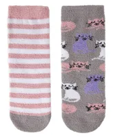 MeMoi Girls 2 Pairs Kitty Cats Fuzzy Mid-Cut Socks