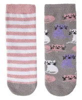 2 Pairs Girl's Girl's Kitty Cats Fuzzy Mid-Cut Socks