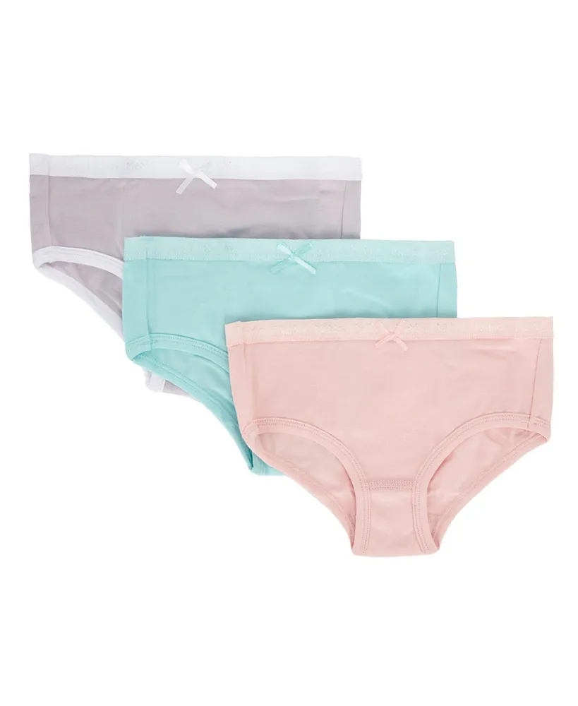 Memoi 3 Pack Girl's Solid Cotton Briefs Toddler, Child