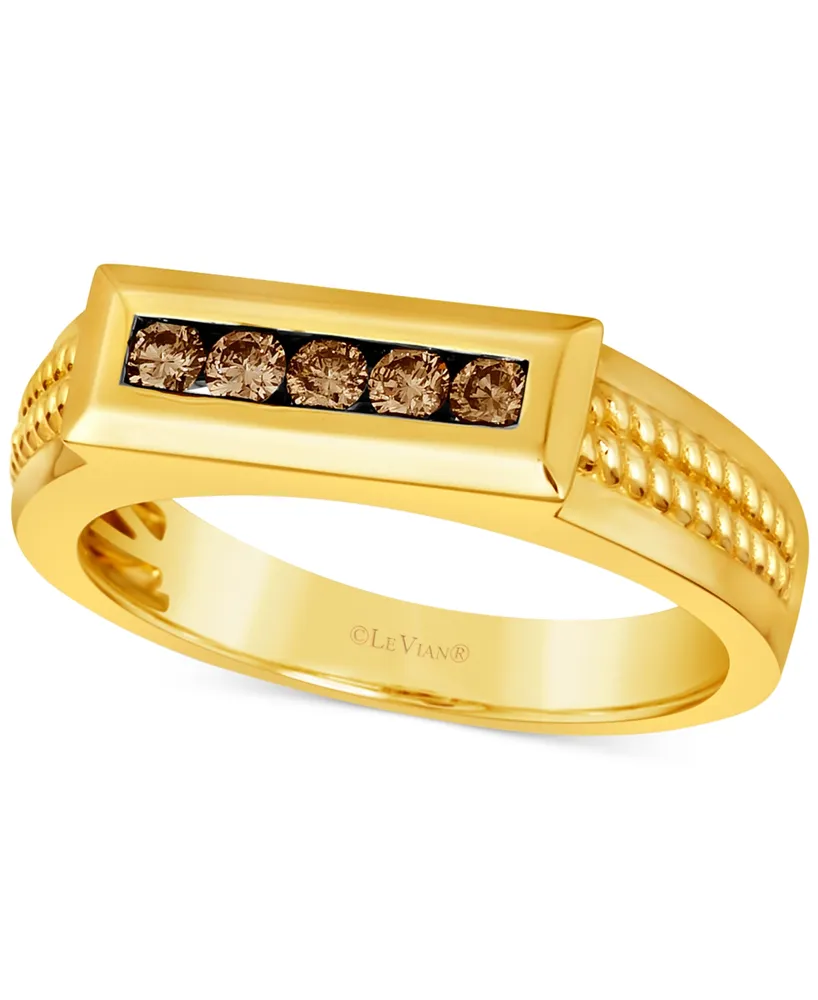 Le Vian Chocolatier Men's Chocolate Diamond Rope Design Ring (1/3 ct. t.w.) in 14k Gold