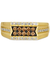 Le Vian Men's Chocolate Diamond (1/3 ct. t.w.) & Nude Diamond (3/8 ct. t.w.) Cluster Ring in 14k Gold