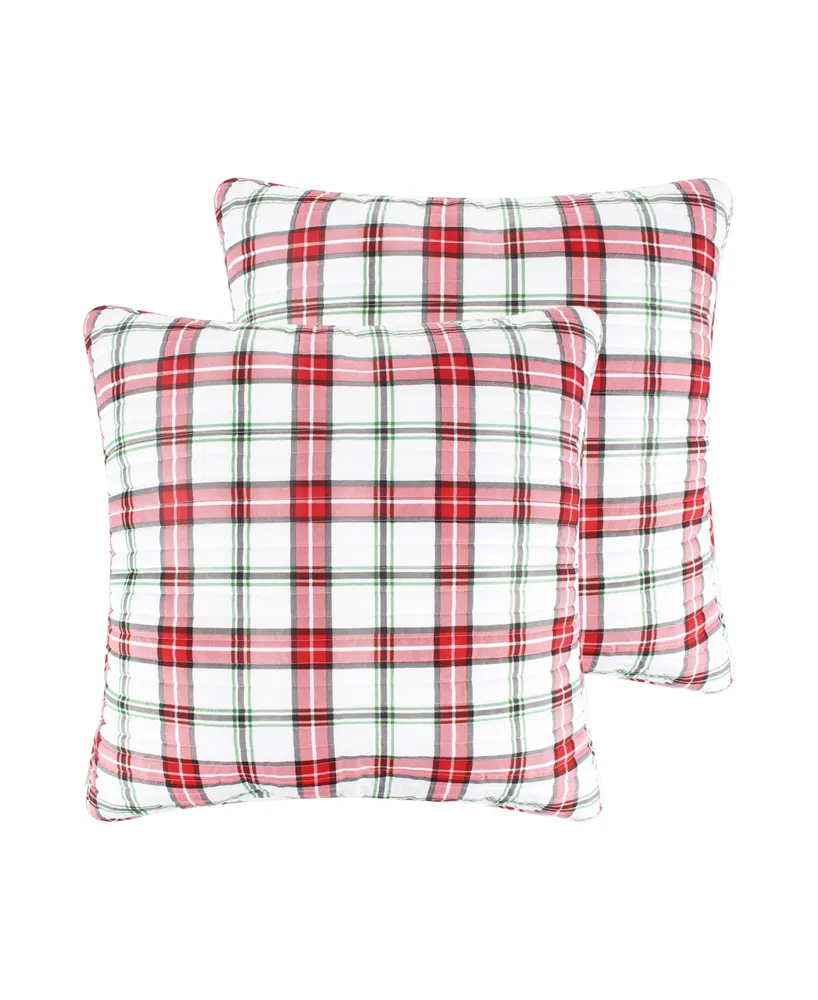 Levtex Meowy Christmas Plaid 2-Pc. Sham Set, European