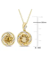 2-Pc. Set Citrine (5-1/2 ct. t.w.), White Topaz (3/8 ct. t.w.) & Diamond Accent Pendant Necklace & Matching Stud Earrings in Yellow-Plated Sterling Si