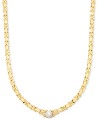 Cultured Freshwater Pearl (9mm) 18" Collar Necklace in 14k Gold-Plated Sterling Silver