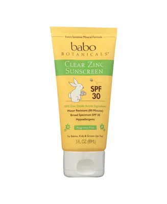Babo Botanicals Sunscreen - Clear Zinc Unscented Spf 30