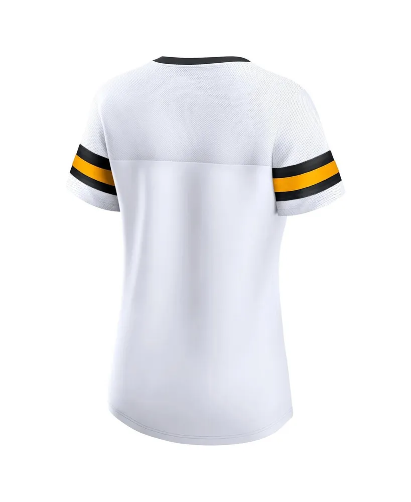 Women's Fanatics White Pittsburgh Steelers Sunday Best Lace-Up T-shirt