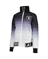 Women's The Wild Collective Black, Silver Las Vegas Raiders Color Block Full-Zip Puffer Jacket