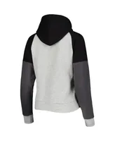 Women's Antigua Heathered Gray and Black Las Vegas Raiders Jackpot Raglan Half-Zip Pullover Hoodie