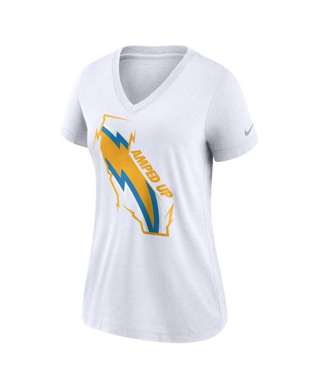 Women's Nike White Los Angeles Chargers Hometown Collection Tri-Blend V-Neck T-shirt