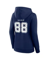 Women's Fanatics CeeDee Lamb Navy Dallas Cowboys Player Icon Name and Number V-Neck Pullover Hoodie