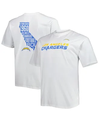 Men's Fanatics White Los Angeles Chargers Big and Tall Hometown Collection Hot Shot T-shirt