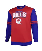 Men's Mitchell & Ness Red and Royal Buffalo Bills Big Tall Celebration of Champions Pullover Sweatshirt