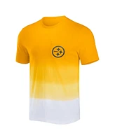 Men's Nfl x Darius Rucker Collection by Fanatics Gold, White Pittsburgh Steelers Dip Dye Pocket T-shirt