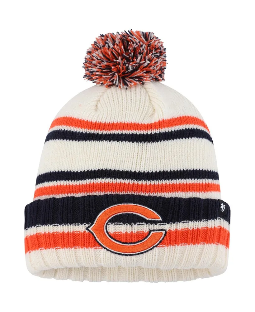 Big Boys '47 Brand Cream Chicago Bears Driftway Cuffed Knit Hat with Pom