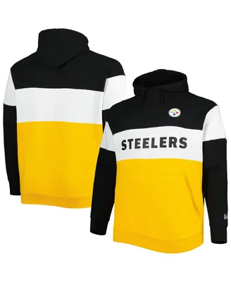 Men's New Era Gold Pittsburgh Steelers Big and Tall Current Team Colorblock Fleece Raglan Pullover Hoodie